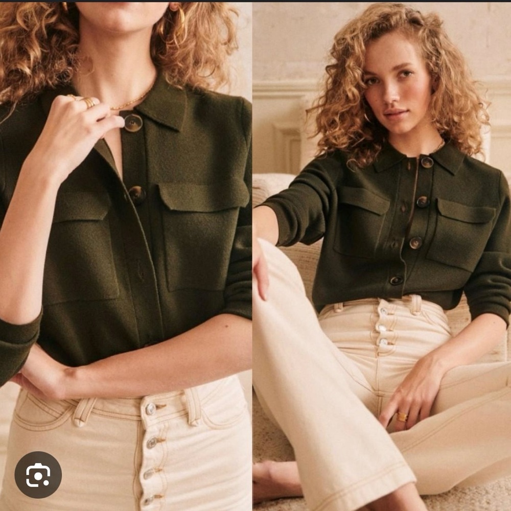 SEZANE Betty Cardigan Khaki